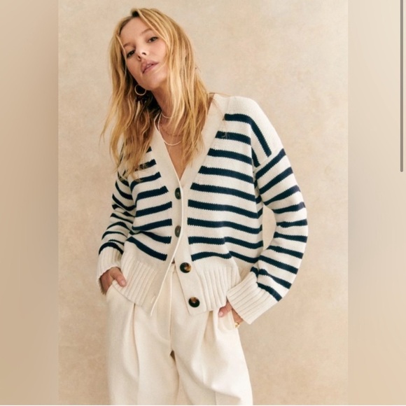Sezane Striped Wilson Cardigan - Picture 2 of 10